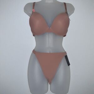 Youmita 40C Russet Push Up Bra and Large Hi-Leg Seamless Panty NWT